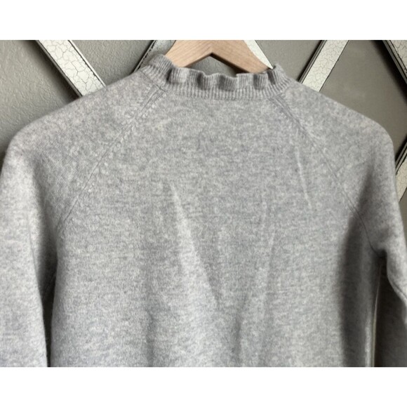 Garnet Hill Women's XS Ruffled Mock Neck 100% Cashmere Sweater - Gray - Picture 7 of 8